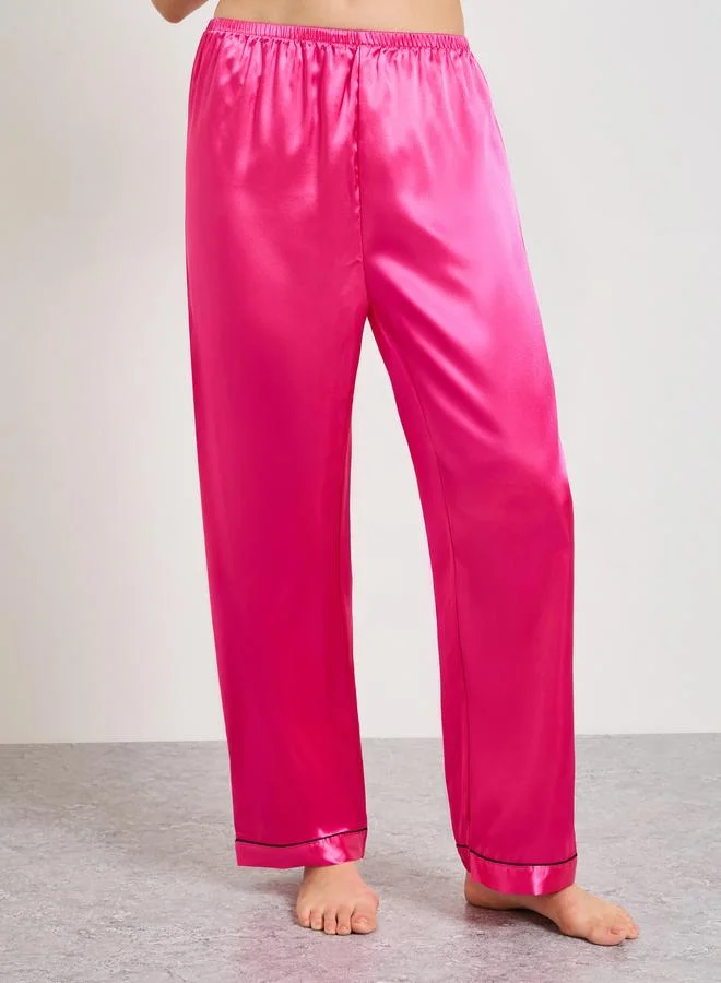 Take Two  Dark Pink Satin Cami Pajama Set for Women | Best Price UAE