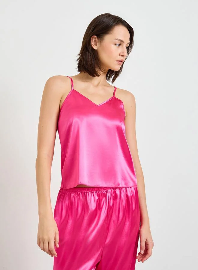 Take Two  Dark Pink Satin Cami Pajama Set for Women | Best Price UAE
