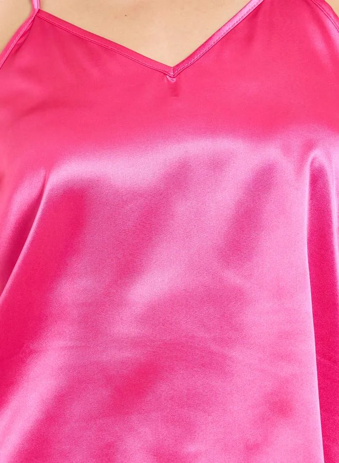 Take Two  Dark Pink Satin Cami Pajama Set for Women | Best Price UAE