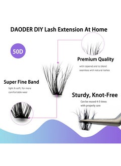 DAODER DODER Short Lash Extension Kit 50D Natural Lash Clusters Kit Wispy Fluffy Eyelash Extension Kit D Curl Individual Lashes Kit 9-13MM Thick Short Eyelash Clusters(Thick Short Eyelash Extension Kit 50P)  - Image 4