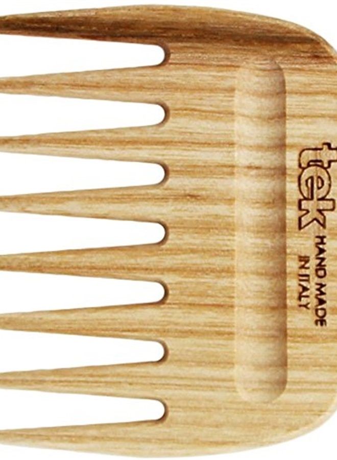 Small Comb with Wide Teeth in Natural Wood Handmade in Italy, for Thick, Curly or Wavy Hair - 9 x 7.5 cm
