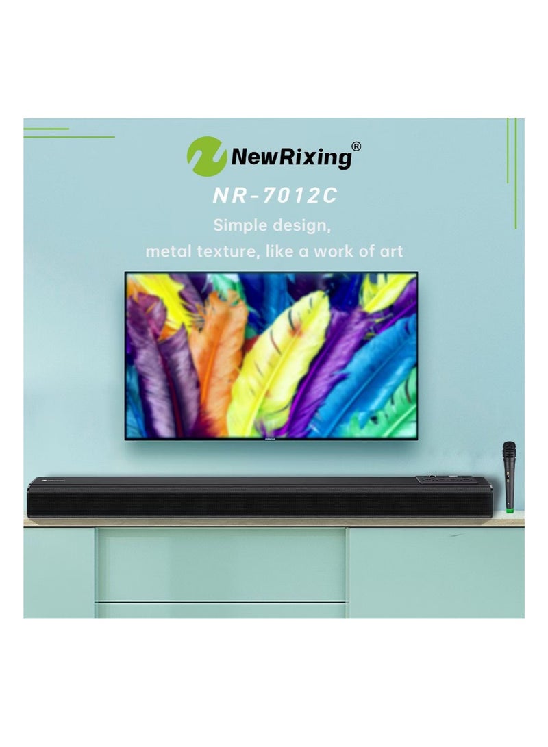 NewRixing Echo Wall Sound Bar Bluetooth Speaker Wall Mounted Home Theater Wireless Remote Control Desktop Long Audio Card Subwoofer Black - Image 2