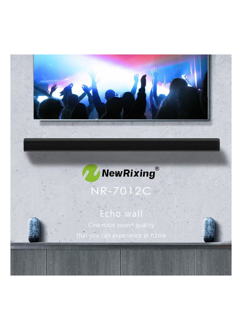 NewRixing Echo Wall Sound Bar Bluetooth Speaker Wall Mounted Home Theater Wireless Remote Control Desktop Long Audio Card Subwoofer Black - Image 5