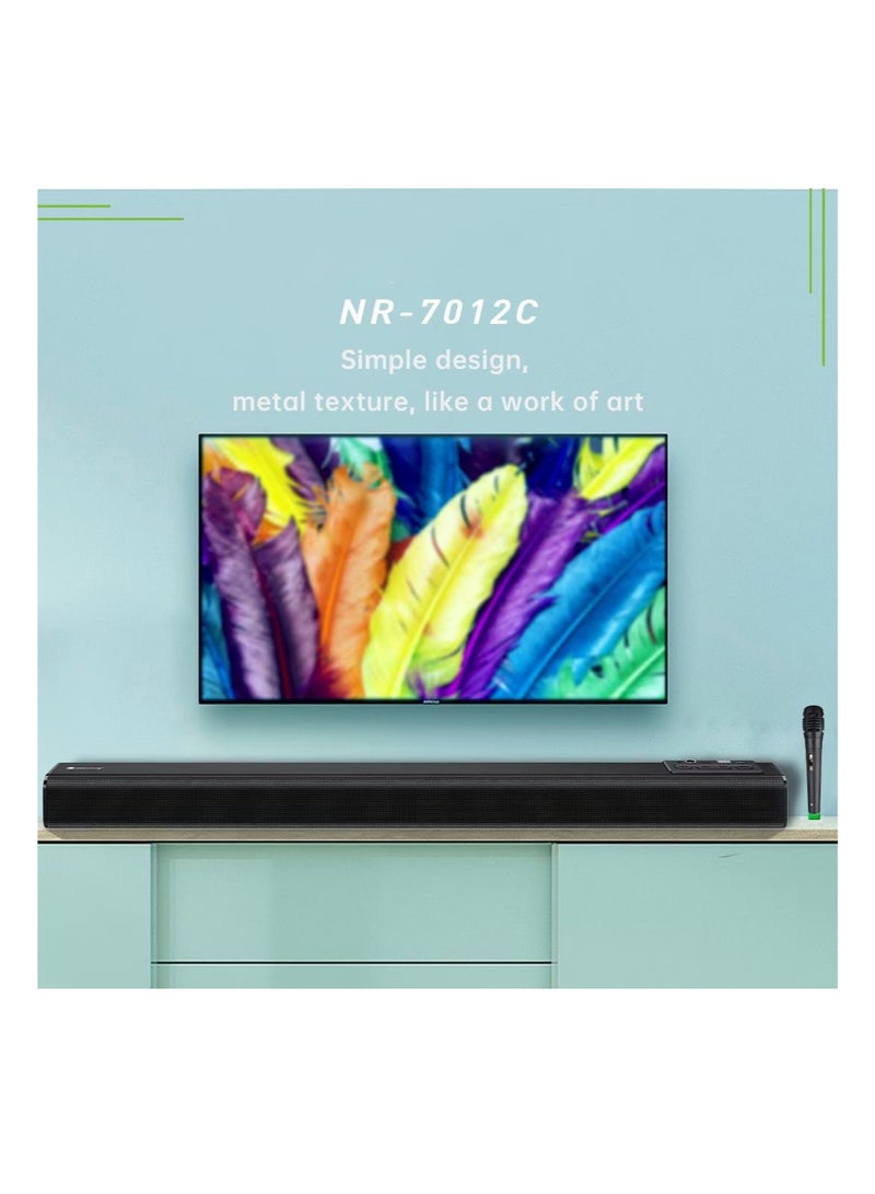 NewRixing Echo Wall Sound Bar Bluetooth Speaker Wall Mounted Home Theater Wireless Remote Control Desktop Long Audio Card Subwoofer Black - Image 2