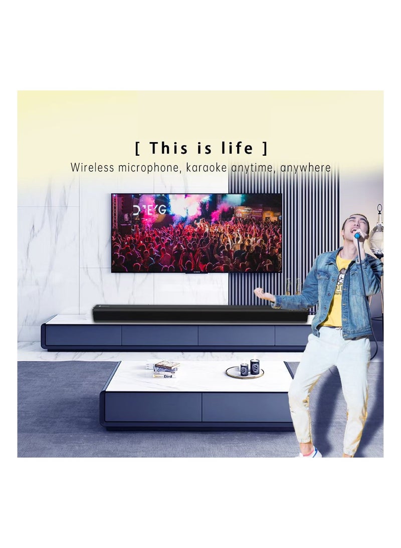 NewRixing Echo Wall Sound Bar Bluetooth Speaker Wall Mounted Home Theater Wireless Remote Control Desktop Long Audio Card Subwoofer Black - Image 4