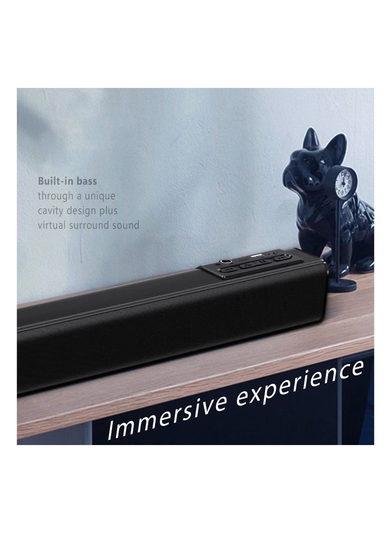 NewRixing Echo Wall Sound Bar Bluetooth Speaker Wall Mounted Home Theater Wireless Remote Control Desktop Long Audio Card Subwoofer Black - Image 3