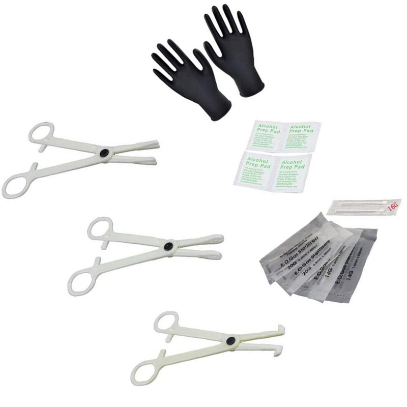 comfrt 1 Set of Belly Piercing Kit Professional Piercing Kit Lightweight Gloves Piercing Needles Clamp Piercing Needles for Belly Piercing Nose Piercing Kit - Image 5