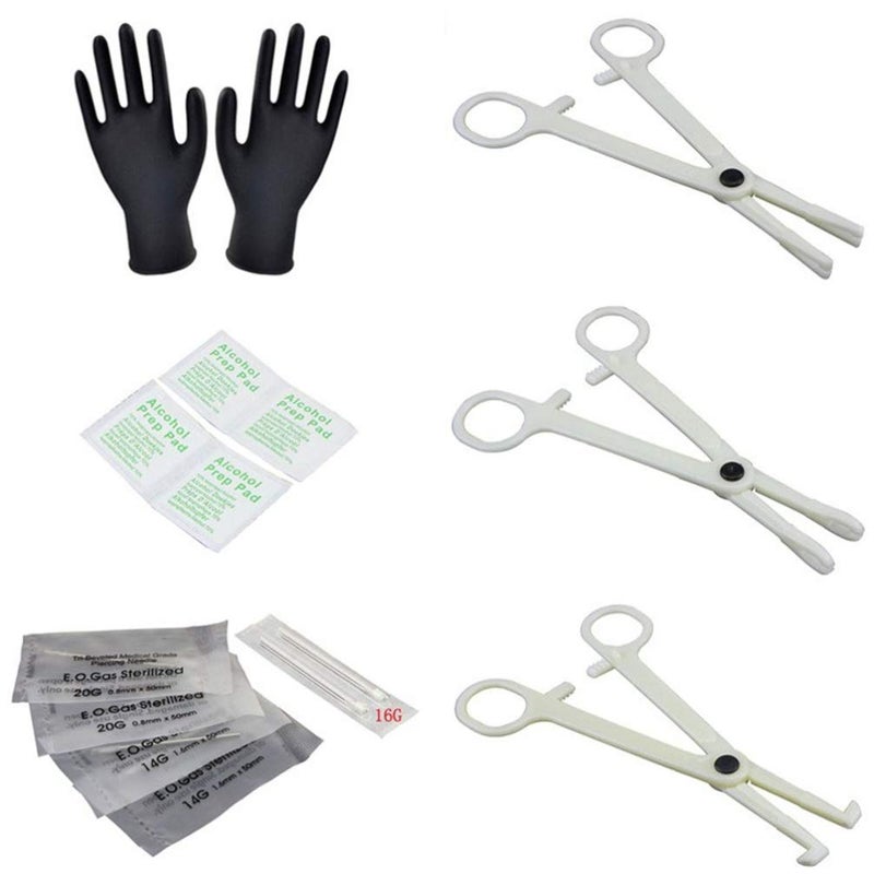 comfrt 1 Set of Belly Piercing Kit Professional Piercing Kit Lightweight Gloves Piercing Needles Clamp Piercing Needles for Belly Piercing Nose Piercing Kit - Image 1