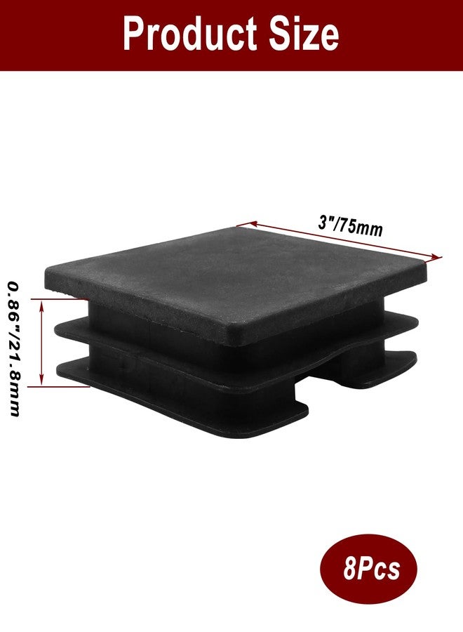 LifCratms 8 Pack 3 Inch (75mm) Square Plastic Plug, Square End Caps, Square Plastic End Caps Tubing Post End Cap for Square Tubing Post, Chairs and Furniture - Image 2