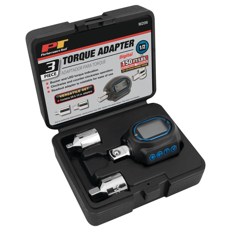 Performance Tool M206 Digital Torque Adapter (1/2'' Drive & includes adapters for 3/8'' and 1/4'') - Image 1