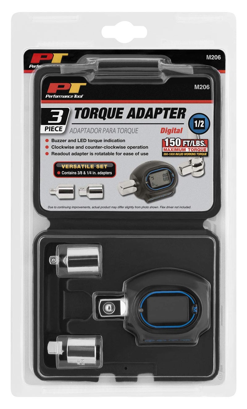 Performance Tool M206 Digital Torque Adapter (1/2'' Drive & includes adapters for 3/8'' and 1/4'') - Image 2