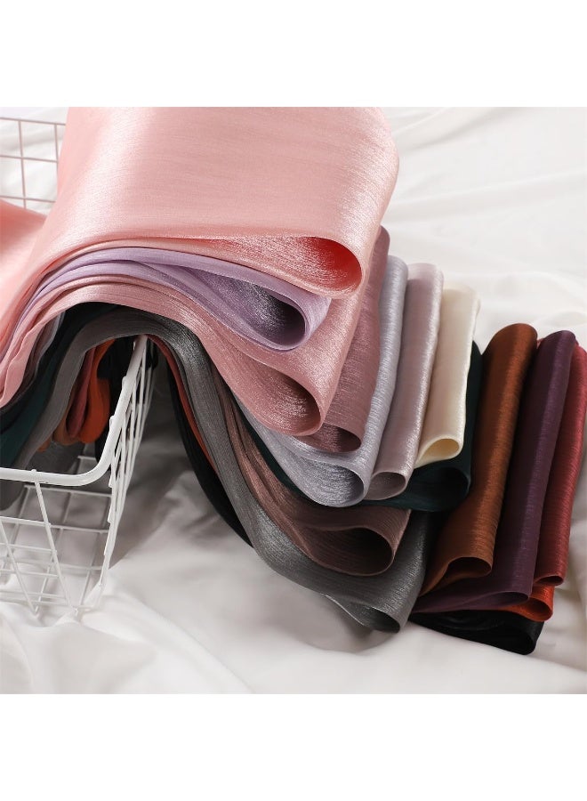 Dark Grey Shiny Gloss Chiffon Hijab Scarf 180*70cm, Women Elegant Lightweight Wedding Shawl Wrap Cape - Image 5