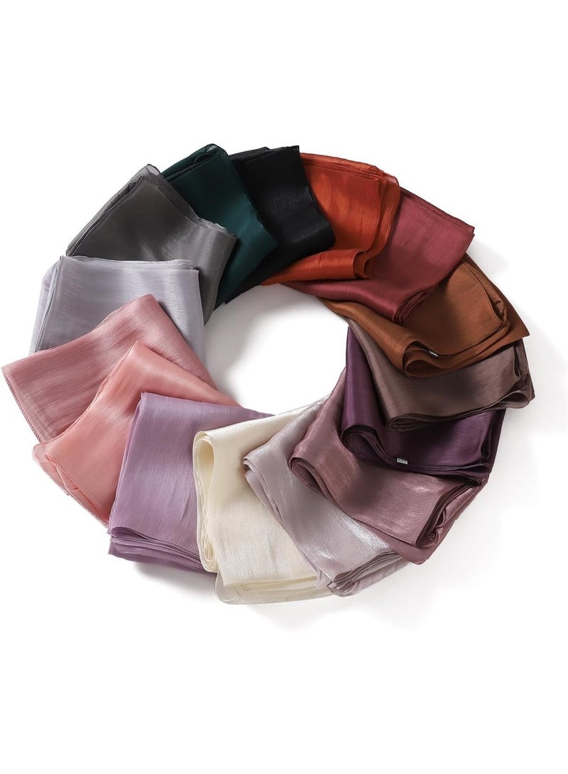Dark Grey Shiny Gloss Chiffon Hijab Scarf 180*70cm, Women Elegant Lightweight Wedding Shawl Wrap Cape - Image 3