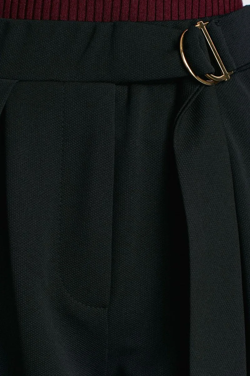 Dilvin Black DILVIN High-Waist Wide-Leg Crepe Trousers for Women | Best Price UAE
