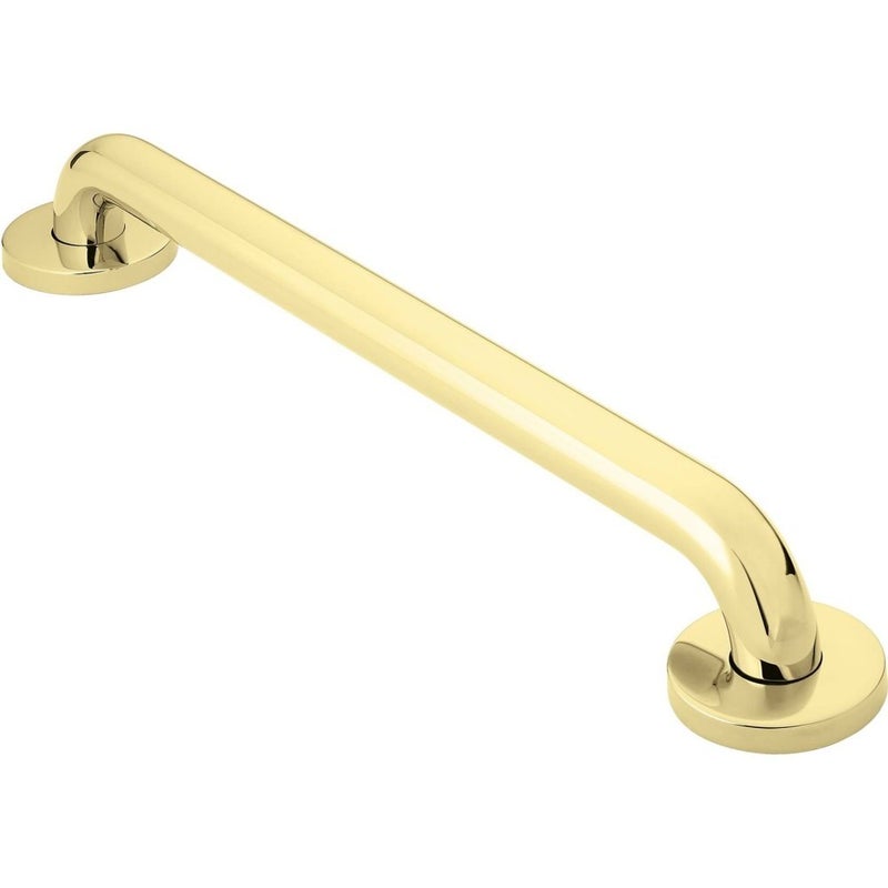 Moen Polished Brass Bathroom Safety 18Inch Shower Grab Bar with Concealed Screws for Handicapped or Elderly R8718PB