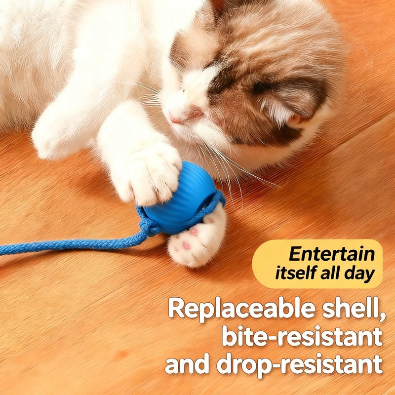 كرة قط تفاعلية أوتوماتيكية، لعبة قطط متحركة قابلة للشحن عبر USB مع حبل للقطط المنزلية، لون عشوائي - Image 4