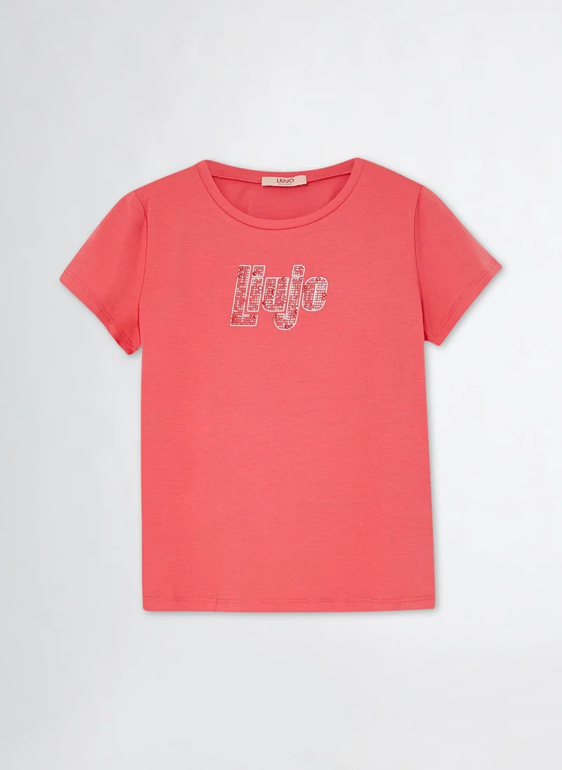 Liu Jo T-Shirt with Logo and Gemstones