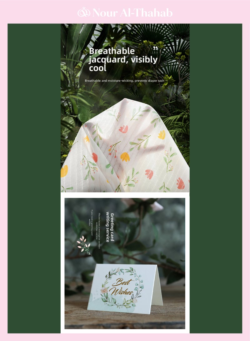 نور الصحب 14 مجموعة هدايا الأطفال حديثي الولادة (موضوع الزهور)، مجموعة هدايا الأطفال حديثي الولادة الفتيات، مجموعة ملحقات ملابس الأطفال القطنية (حقيبة هدايا العلامة التجارية الحصرية لنور الذهب) - Image 5