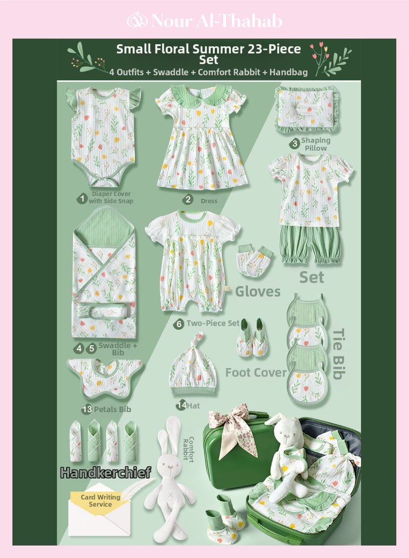 نور الصحب 14 مجموعة هدايا الأطفال حديثي الولادة (موضوع الزهور)، مجموعة هدايا الأطفال حديثي الولادة الفتيات، مجموعة ملحقات ملابس الأطفال القطنية (حقيبة هدايا العلامة التجارية الحصرية لنور الذهب) - Image 4