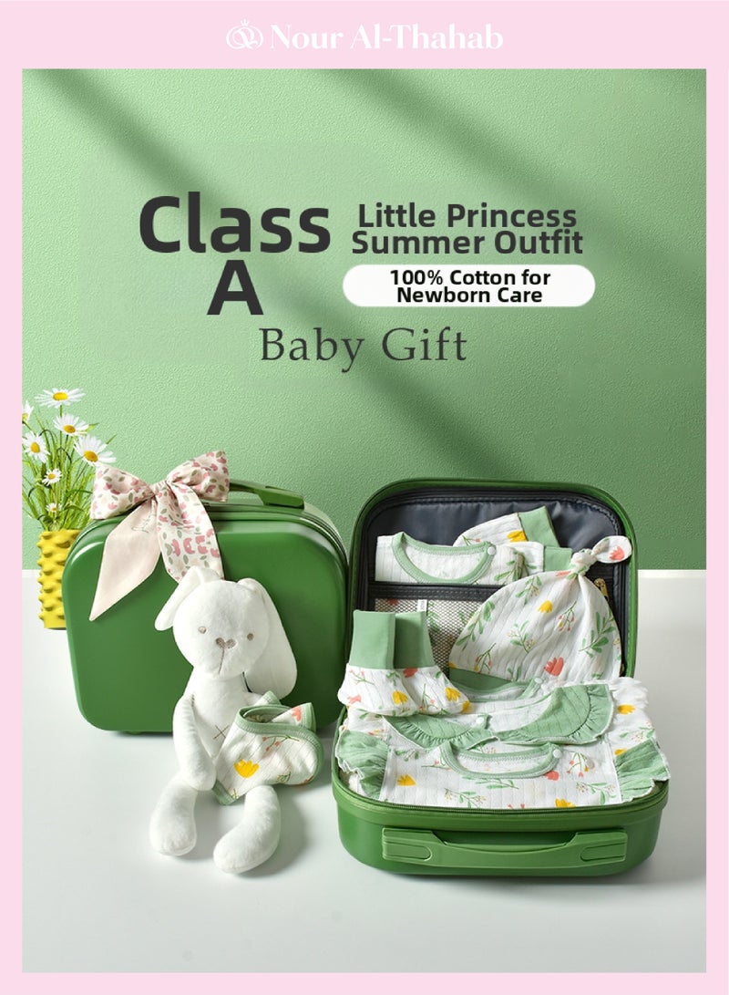 نور الصحب 14 مجموعة هدايا الأطفال حديثي الولادة (موضوع الزهور)، مجموعة هدايا الأطفال حديثي الولادة الفتيات، مجموعة ملحقات ملابس الأطفال القطنية (حقيبة هدايا العلامة التجارية الحصرية لنور الذهب) - Image 3