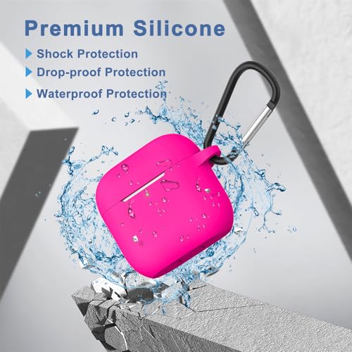 Tobfit Case for AirPods 4 Case Cover 2024 with Lanyard & Keychain, Soft Silicone Protective Case for Apple AirPods 4th Generation, Full Protection, Support Wireless Charging - Rose Red - Image 3