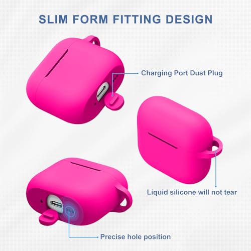 Tobfit Case for AirPods 4 Case Cover 2024 with Lanyard & Keychain, Soft Silicone Protective Case for Apple AirPods 4th Generation, Full Protection, Support Wireless Charging - Rose Red - Image 5