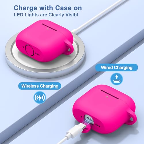 Tobfit Case for AirPods 4 Case Cover 2024 with Lanyard & Keychain, Soft Silicone Protective Case for Apple AirPods 4th Generation, Full Protection, Support Wireless Charging - Rose Red - Image 2