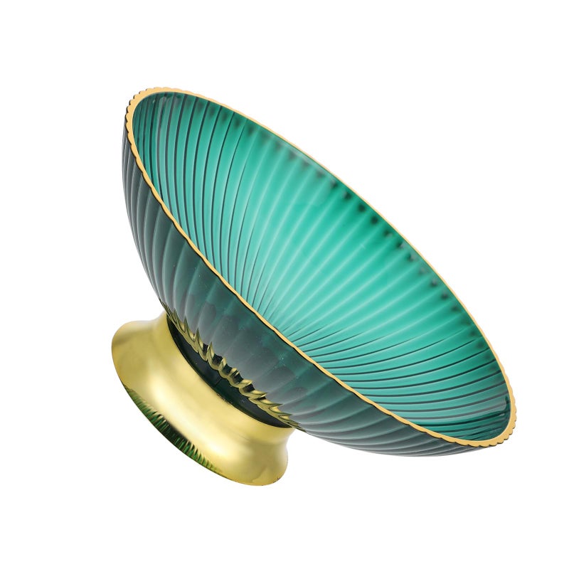 Dark Green Plastic High Pedestal Fruit Bowl Draining Snack Holder Serving Tray for Kitchen Counter Party - Image 2
