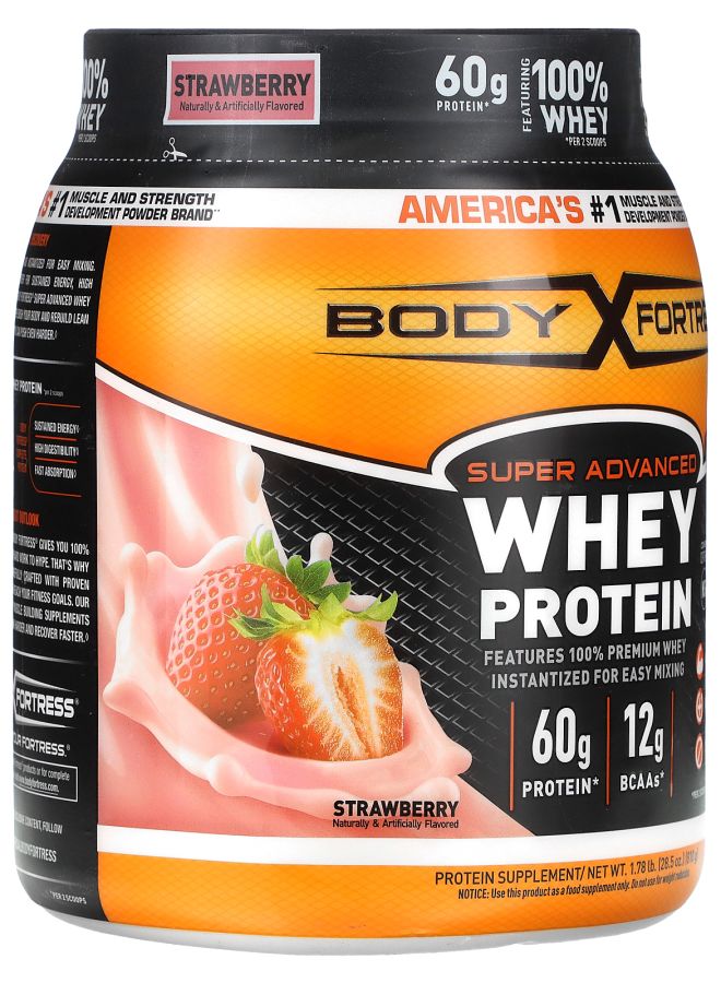 Body Fortress Super Advanced Whey Protein Strawberry  1.78 lb (810 g) - Image 2