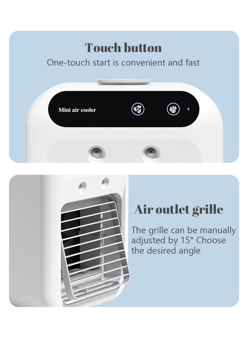 Leon Home Air cooler Air Conditioner Portable and rechargeable Fan Mini Evaporative Air Cooler 2 Wind Speeds and 2 Spray Modes for Office Home Dorm 500ml water tank White - Image 2