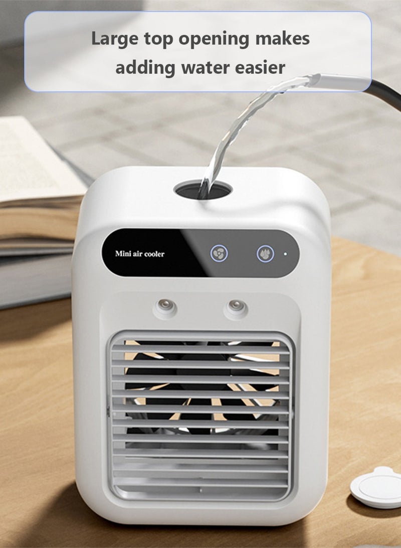 Leon Home Air cooler Air Conditioner Portable and rechargeable Fan Mini Evaporative Air Cooler 2 Wind Speeds and 2 Spray Modes for Office Home Dorm 500ml water tank White - Image 3