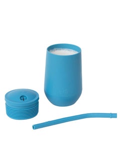 ezpz Happy Sippy Cup & Straw System - 100% Silicone Straw Cup For Infants + Straw Cup For Toddlers - Blue  - Image 2
