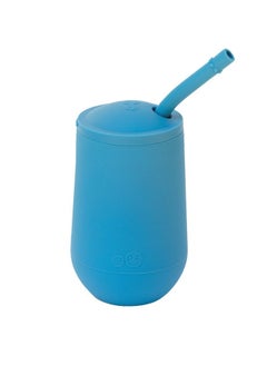 ezpz Happy Sippy Cup & Straw System - 100% Silicone Straw Cup For Infants + Straw Cup For Toddlers - Blue  - Image 1