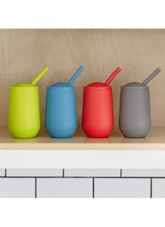 ezpz Happy Sippy Cup & Straw System - 100% Silicone Straw Cup For Infants + Straw Cup For Toddlers - Blue  - Image 5