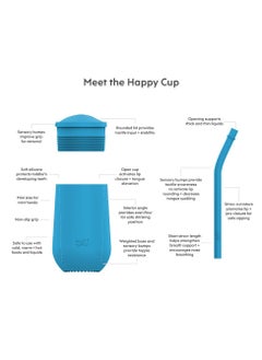 ezpz Happy Sippy Cup & Straw System - 100% Silicone Straw Cup For Infants + Straw Cup For Toddlers - Blue  - Image 3