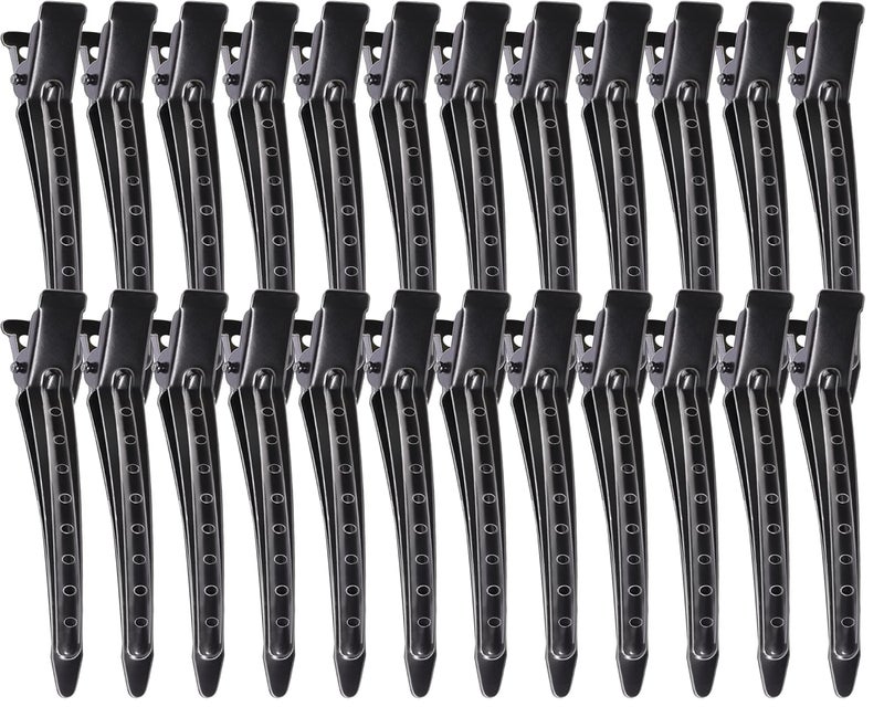 YGDZ Duck Billed Clips 30pcs 35 inch Metal Alligator Hair Clips with Holes Hair Clips for Styling Sectioning Hair Coloring Pin Curl Clips for Hair Roller Black