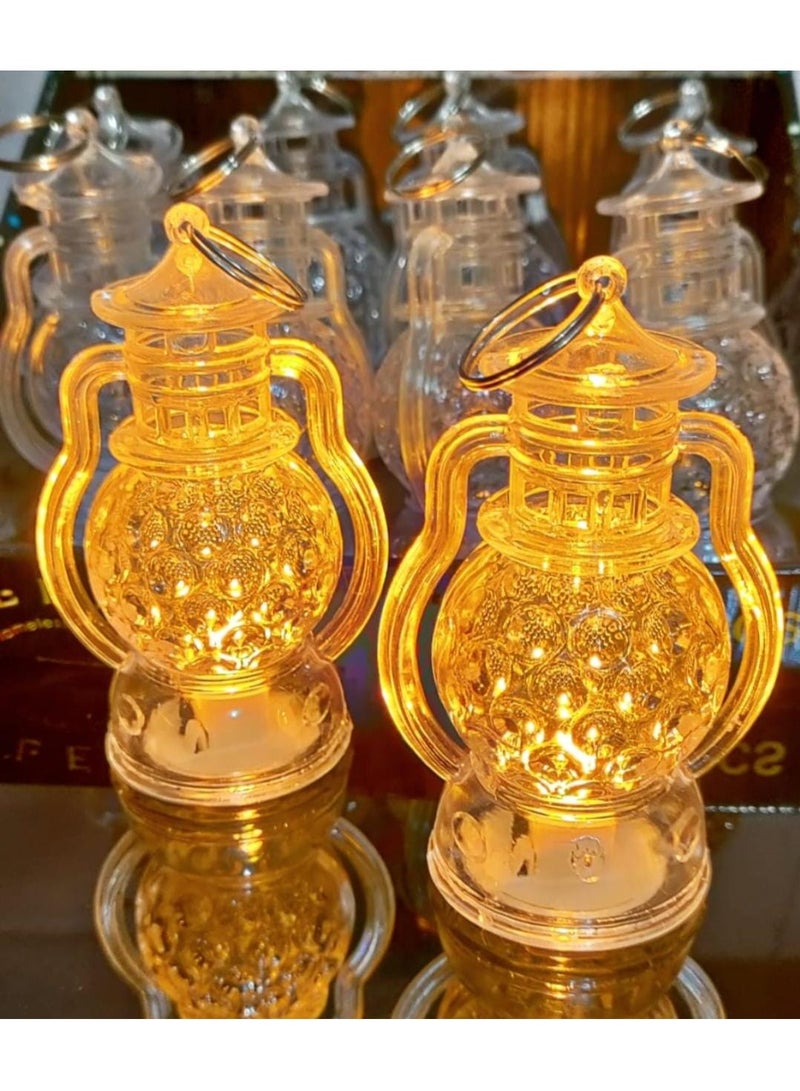 فانوس رمضان إكليريك مضئ بتصميم أنيق حجم صغير مع عالقه معدنيه - شفاف عدد 1 - Image 1