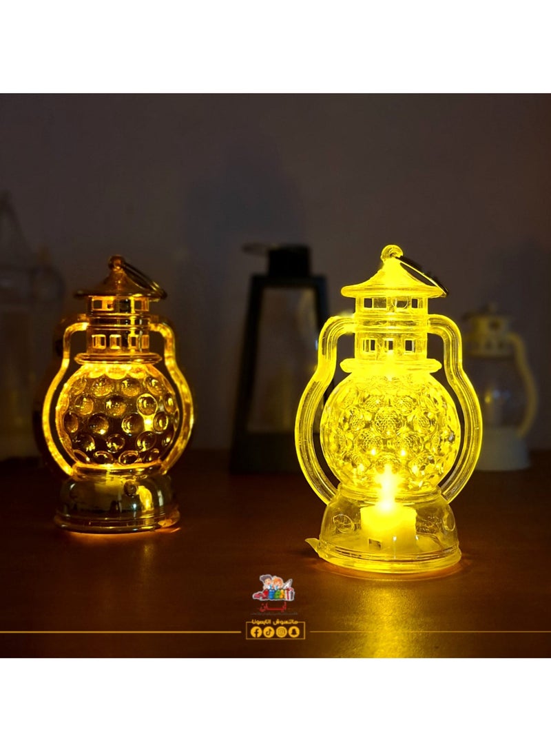 فانوس رمضان إكليريك مضئ بتصميم أنيق حجم صغير مع عالقه معدنيه - شفاف عدد 1 - Image 2