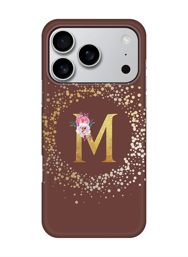 Stylizedd For iPhone 17 Pro,Case, [Compatible with MagSafe] Magnetic cover Slim fit Protection Matte, - Custom Monogram Floral - M  (Brown )