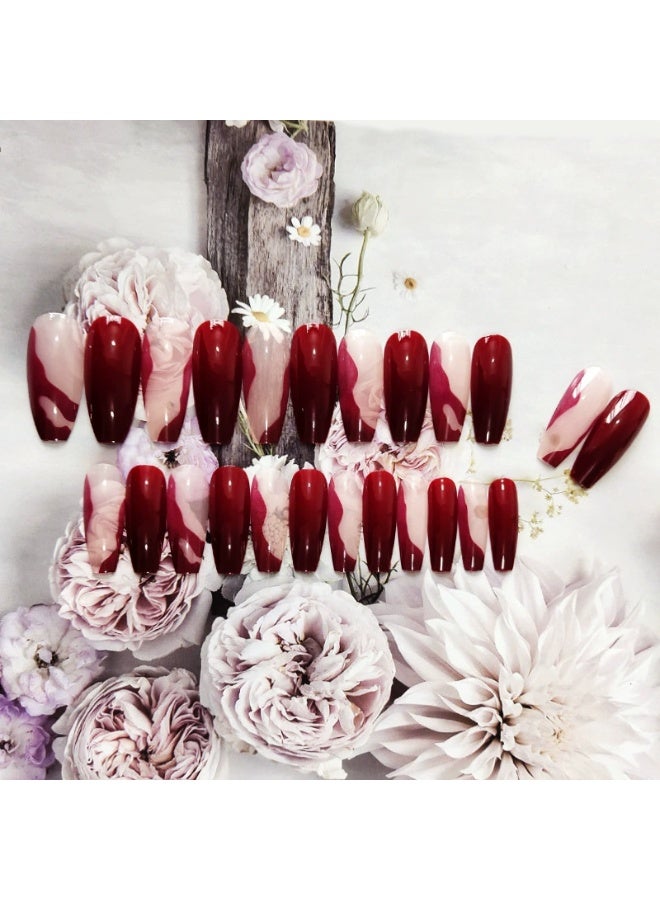 Goolsky Cherry Jam Mandarin Duck Press-on Nails for Autumn Winter Retro Style - Image 2