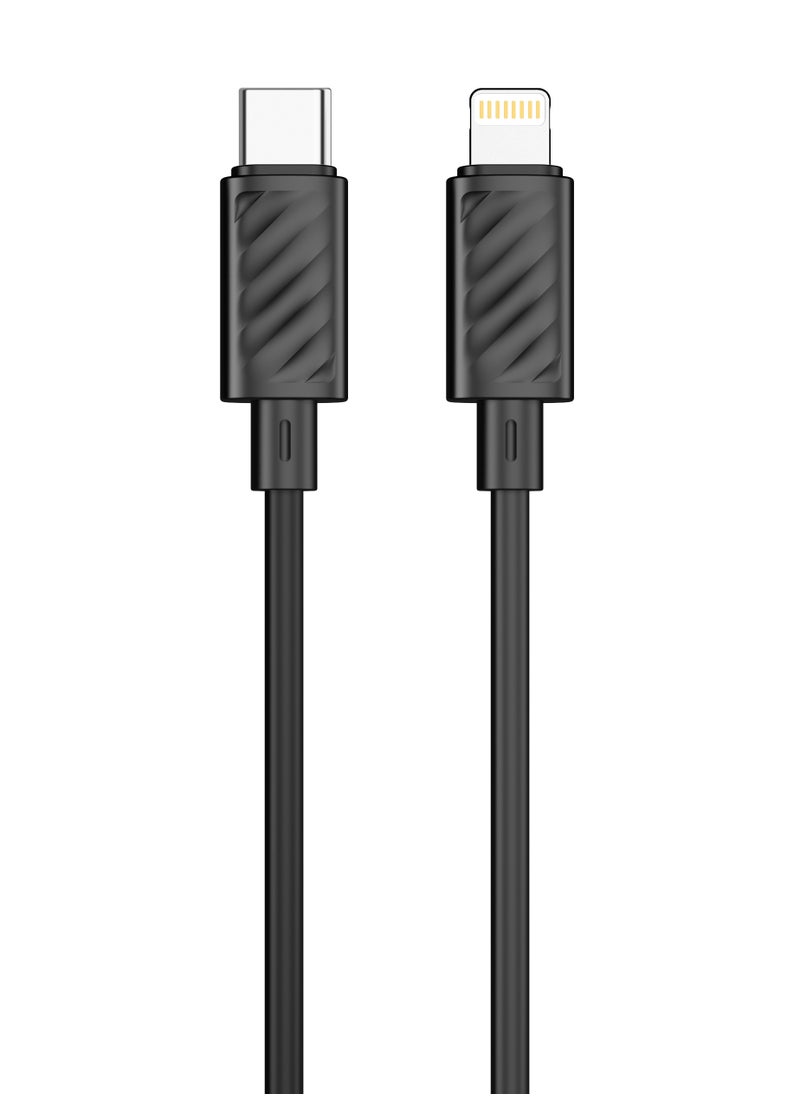 porodo - Dual Port 30W Car Charger with Type-C to Lightning Cable /USB-A and USB-C Ports / Compact and Powerful Charging Solution / Fast and Safe Charging During Travel - Black - Image 1