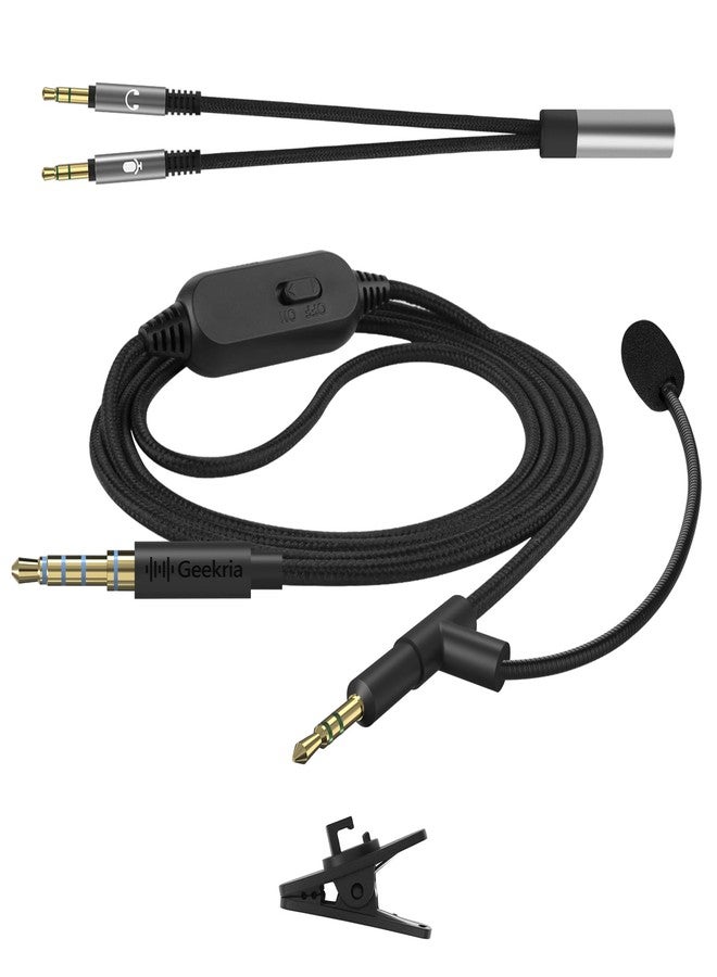 Geekria Boom Mic Headphones Cable Compatible with Bose QC Ultra II/SE/45, 700, 2.5mm Jack Nylon Braided Replacement Cord with Boom Microphone for Gaming & Meeting (5.6ft) - Image 2