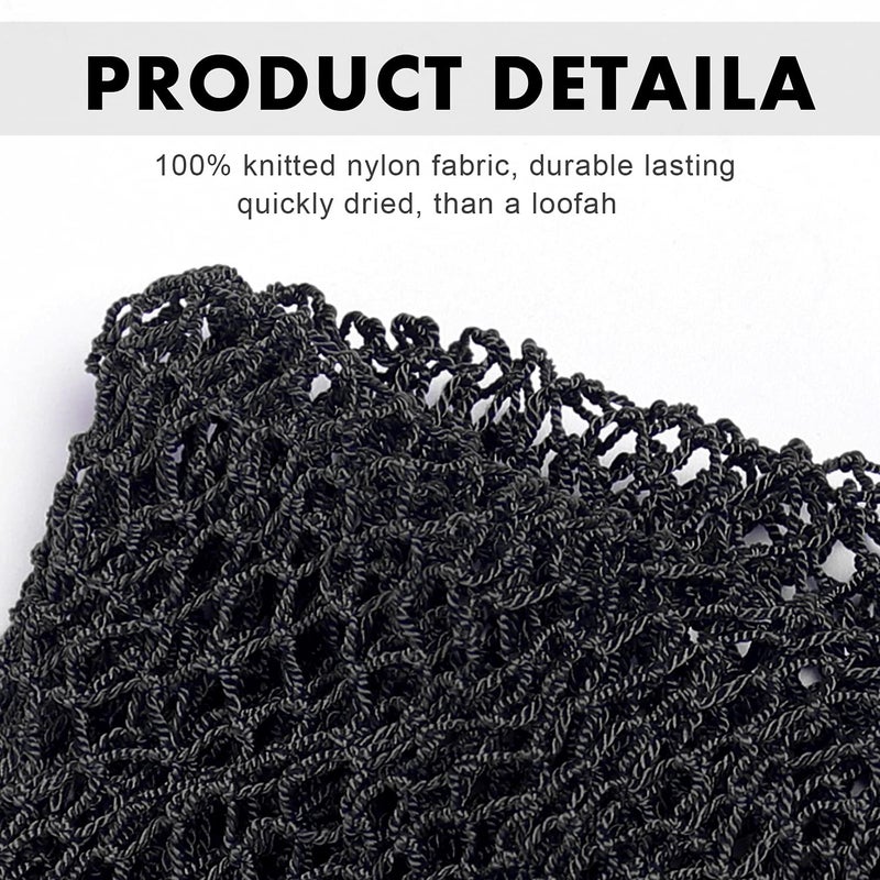 JASSINS African Net Long Bath Net Sponge,JASSINS Bathing Body Exfoliating Shower Body Back Scrubber Skin Smoother,Stretch Length to 66 INCH (Black) - Image 2