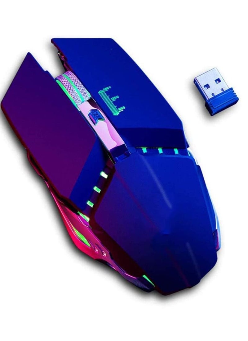 SYOSI - Wireless Gaming Mouse with USB Rechargeable Silent Optical Mice Receiver Quiet Click Buttons 3 Adjustable DPI 7 Colors LED Lights Multi-Colour Backlit Game Mice for Laptop Computer - Image 1