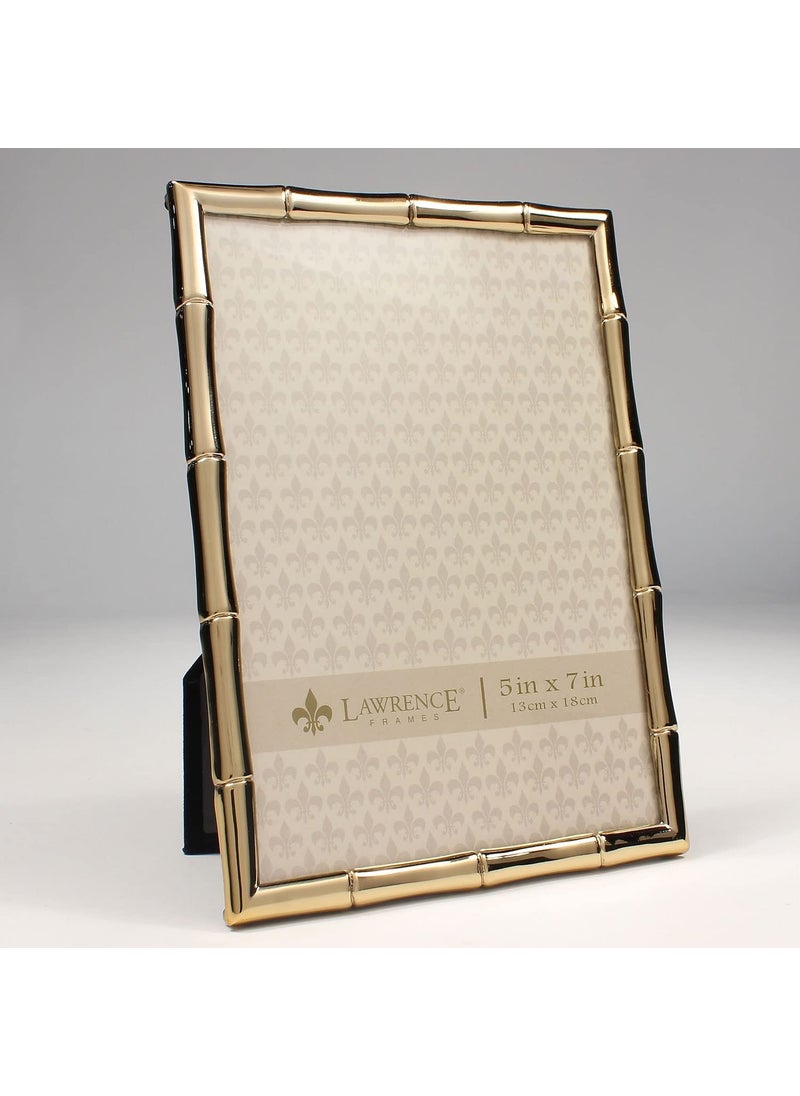 Lawrence Frames Lawrence Frames 5""W x 7""H Gold Metal Picture Frame with Bamboo Design (712257)  - Image 3