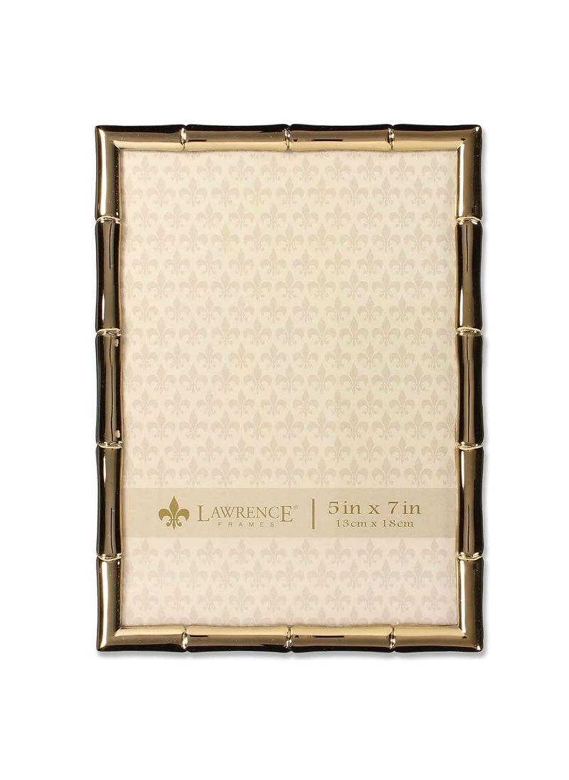 Lawrence Frames Lawrence Frames 5""W x 7""H Gold Metal Picture Frame with Bamboo Design (712257)  - Image 1