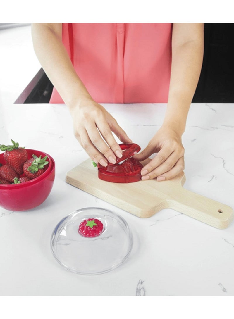 جوا سيمبلي سلايس، قطاعة فراولة آمنة للاستخدام في غسالة الأطباق، حمراء وأخضر، 88233، خالية من مادة BPA - Image 4