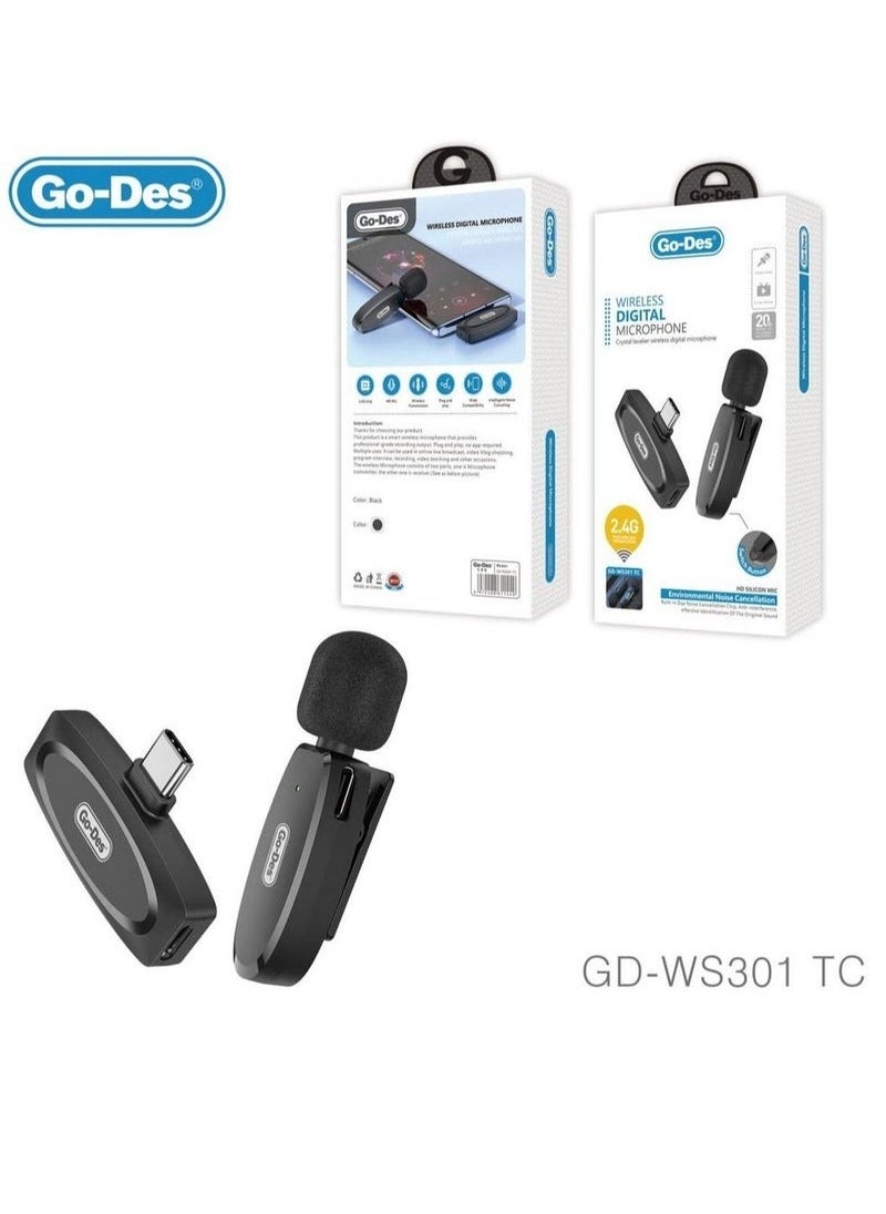 GO-DES - Auto-Syncs Clip-on 2.4G Wireless Lavalier Microphone For Type-C And Android Devices 20M Accessibility - Image 1
