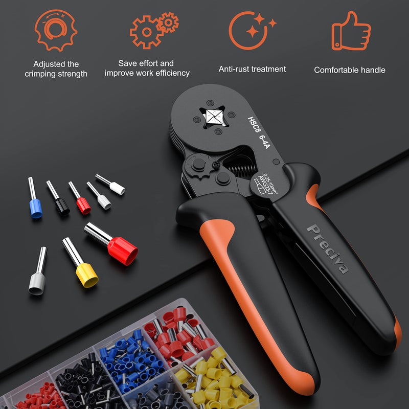 Preciva Ferrule Crimping Tool Kit with 2000PCS Wire Connectors, Preciva AWG23-7 Self-adjustable Ratchet Wire Crimping Tool Kit Crimper Plier Set - Image 5