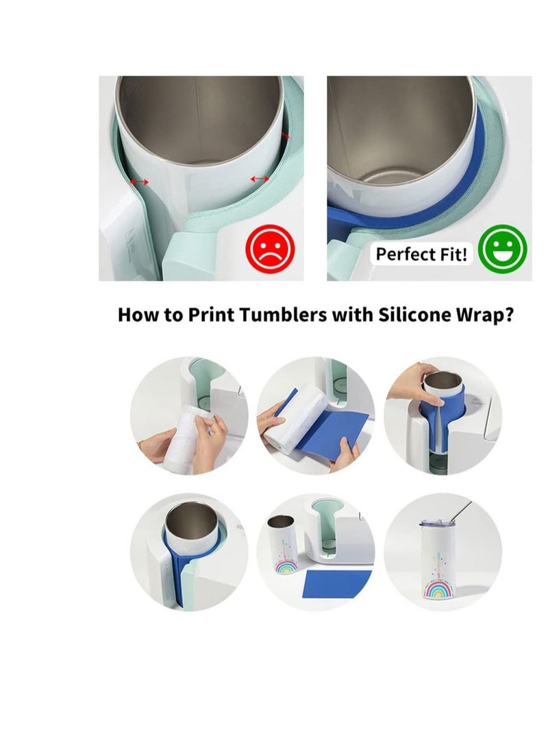 KASTWAVE 3 Pcs Silicone Mug wrap Wrap Sleeve, Sublimation Tumblers Wrap for Cricut Mug Press, Suitable for Mug Cup Press Machine Tumbler Heat Press Attachment (Blue, 9.8x4.8") - Image 5